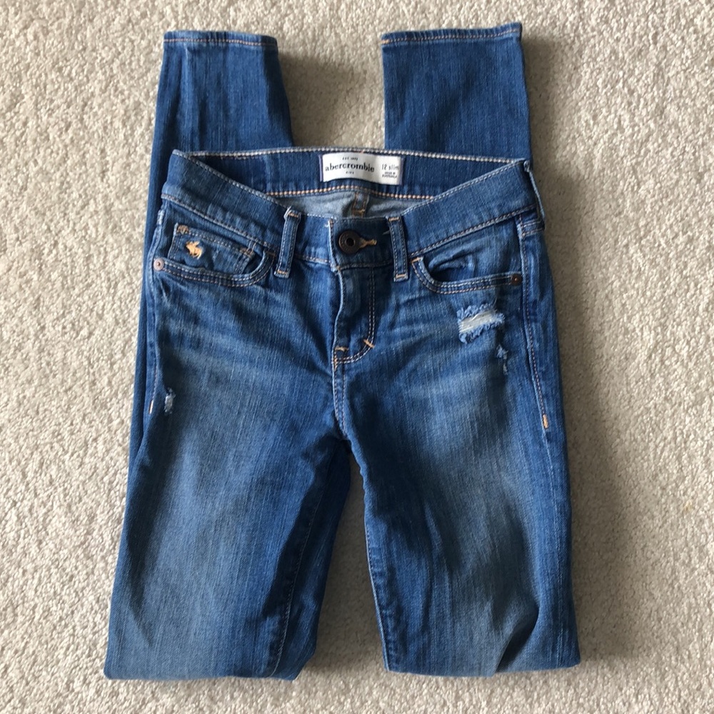 Abercrombie Kids Girls Distressed Ripped Jeans Size 12 Slim